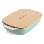 KitchenAid Pistachio Large 32cm Stoneware Rectangular Dish with Bamboo Lid