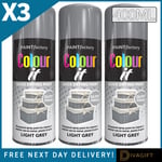 LIGHT GREY GLOSS FINISH SPRAY PAINT FOR MULTI PURPOSE FAST DRYING NEW 400ML x3