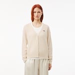 Lacoste Cardigan relaxed fit en laine col V Taille 32 Blanc