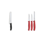 Victorinox Bread/Pastry Knife Swiss Classic in Gift Box, Stainless Steel, Black, 30 x 5 x 5 cm & 3-Piece Swiss Classic Paring Knife-Set, Stainless Steel, Red, 30 x 5 x 5 cm