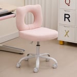 Chaise de Bureau pour Enfant Chaise Enfant à roulettes Chaise de Bureau Enfant Réglable en Hauteur Fauteuil Bureau Enfant, Fausse Fourrure, Rose Clair