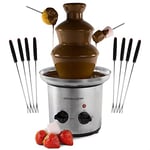 Andrew James Extra Large Chocolate Fountain Fondue - 1 Litre Capacity with 3 Tiers and Extra Deep Drip Tray - Adjustable Motor and Temperature Dial - Great for Parties Weddings includes 8 Skewers