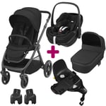 Maxi Cosi Pack poussette trio Oxford + nacelle Oria coque Pebble 360 Essential Black base familyfix pro