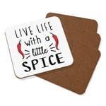 Live Life With A Little Spice Chilli Coaster Drinks Mat Set Of 4 Spicy Funny