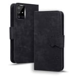 TEDTIKJT Coque pour Samsung Galaxy A71 4G Etui Protection Housse Premium en Cuir PU Flip Cover Galaxy A71 4G Magnétique Portefeuille Cover pour Samsung Galaxy A71 4G, Noir Chat