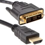 2m DVI to HDMI 18+1 Video Lead for TV Monitor Old PC Games Console DVR NVR 6ft