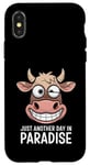 Coque pour iPhone X/XS Just Another Day In Paradise Cow Humour Sarcasme Femmes Hommes