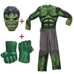 2023 Barn Grön Giant Hero uscle Halloween Kostymer Fancy Pojkar Superhjältar Karneval Cosplay Kläder ask Barn Julklappar mask y mask M