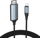 Câble Hdmi Pour Iphone/I-Pad/I-Pod À Tv/Moniteur/Projecteur,Câble D'Adaptateur Vidéo Hdmi Numérique 2M 1080P,Compatible Avec Tous Les Appareils Ios,Iphone14 13 12 11,Plug-And-Play