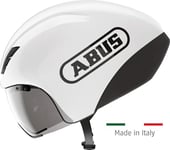 ABUSTime Driving Helmet Gamechanger TT 1.1 - casque de vélo aérodynamique pour la conduite sportive - triathlon, contre-la-montre et cyclisme sur piste - pour femmes et hommes - taille M, blanc