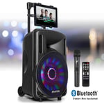 10-LED Karaoke Machine Speaker Set System, Wireless Microphone Lights, Bluetooth