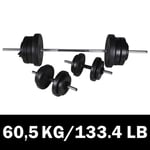 Barbell + 2 Dumbbell Set 60.5kg vidaXL