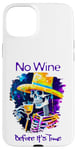 Coque pour iPhone 15 Plus Squelette coloré buvant du vin effrayant connaisseur enologue