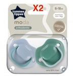 2xTommee Tippee Moda Soothers Baby Dummies 6-18 Months Orthodontic Beige