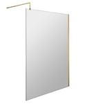 Wetroom 8mm Toughened Safety Glass Screen and Support Bar 1400mm x 1850mm - Brus