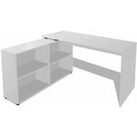 Helloshop26 - Bureau table meuble travail informatique d'angle 4 étagères blanc