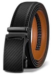 KEMISANT Ceinture Homme, Ceinture Automatique Cliquet en Cuir pour Hommes Robe Costume,Largeur 35mm,Taille Ajustable,Noir2492,110cm/30-36" taille réglable