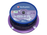 Verbatim - 25 X Dvd+R Dl - 8.5 Gb 8X - Matt Silver - Spindel