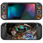 PlayVital Coque de Protection Souple pour Nintendo Switch OLED,ZealProtect Protecteur Joycon Grip Cover pour Switch OLED avec Capuchon Joystick&Caps Bouton ABXY-Nuit Bonbons d'halloween