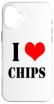 Coque pour iPhone 16 Plus J'aime chips de pommes de terre I Love Chips