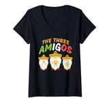 Womens The 3 Three Amigos Gnomes, Salt Tequila Lime Cinco De Mayo V-Neck T-Shirt