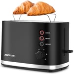 Aigostar Energy - Grille-Pain 2 Fentes Extra Larges avec Support Viennoiseries, 6 Niveaux de Brunissage, 3 Fonctions (Toaster, Réchauffer, Décongeler), Tiroir Ramasse-Miettes, 800W, 0% BPA