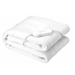 Electric Heated Blanket White Home Fleece Comfort Control Settings Warmer 160cm