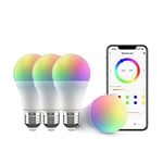 Broadlink Fastcon Smart Bulb LB4E27 4-Pack, Color Changing with Music Sync, A60/E27/9W/800LM, Works with Alexa and Google Home, GW4C Hub Required