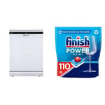 COMFEE' Freestanding Dishwasher FD1435E-W with Finish Powerball Power All in 1, 110 Tablets