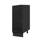 Cuisineandcie - Meuble bas de cuisine Lovia noir Mat 1 porte l 30 cm Type de façade: Porte avec poignée apparente