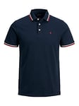 JACK & JONES Mens Classic Pique Polo Shirt - Navy Blazer - M