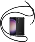 Keteen Collier pour Samsung Galaxy A14 5G Coque Transparent Ultra Mince Silicone Anti-Chute Housse avec Cordon Réglable Lanyard avec Cordon Collier Coque pour Samsung Galaxy A14 5G, Noir