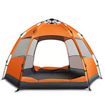 LIZHIOO Tente De Camping Automatique pour 3-5 Personnes / 5-7 Personnes, Tente Touristique Hexagonale Hexagonale D'été Double Couche, Adaptée Aux Voyages en Plein Air (Color : 3 5 Person Orange)