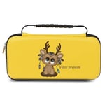 Etui pochette Switch lite jaune renne noel et plume personnalisee