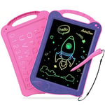 HOMESTEC AstroDraw Jouet Tablette Dessin LCD Enfant de 2 3 4 5 6 Ans, Filles 1ères Écriture Jouet,Cadeau Fille Anniversaire Noël (Violet/Rose)