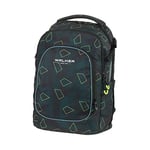 Walker 42122-363 - Sac à dos Campus Evo Green Polygon avec 3 compartiments et poches latérales, sac d'école avec rembourrage dorsal, système de portage réglable en hauteur et sangles ajustables