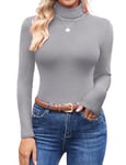 Ekouaer Vêtements Chauds à Col Roulé pour Haut Thermique Femme sous Pull Femme Respirante, Gris Moyen, XXL