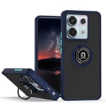 YUECXIN Coque pour Xiaomi Redmi Note 13 Pro 5G / Poco X6 5G avec Anneau Stand en Métal, Très Mince Translucide Mat Dur PC Dos Étui, Antichoc SoupleTPU Bumper Silicone Housse. Bleu Royal