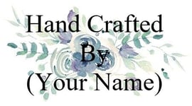 130 Personalized Self Adhesive 'handcrafted By' Labels (blue Bouquet Design)