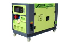 Varan Motors - 92693 Générateur / Groupe électrogène Diesel insonorisé 10kVa 400V 230V 12V, Refroidissement à EAU