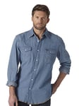 Wrangler Men's Ms70719 button down shirts, Blue, L Tall UK