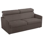 Canapé 2-3 places PARIS en microfibre marron couchage 120 cm express sommier lattes matelas 16 cm