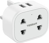 Double Shaver Plug Adaptor UK with 2 USB, TESSAN 2 Pin to 3 Pin Adapter Plug