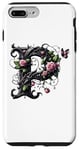 Coque pour iPhone 7 Plus/8 Plus Letter P Initial Floral Monogram Rose Pink Flower Butterfly