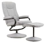 Memphis Grey Leather Swivel Recliner Chair and Footstool