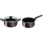 Tefal Faitout 24 cm (4,7 L) + couvercle verre, Tous feux sauf induction, Revêtement & Easy Cook&Clean Casserole 18 cm, Antiadhésive, Graduations intérieures, Répartition optimale de la chaleur