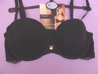 NEW M&S Rosie Autograph Marks & Spencer 30C black multiway/strapless balcony bra