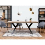 Table à manger Bobochic Table à manger steel Bois de manguier massif et pieds en métal noir 220x100 - Marron clair