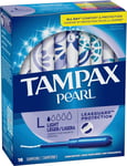 Tampax Pearl Tampons, Light Absorbency w/ LeakGuard Braid 18 count