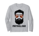 Football Dad Funny Messy Hair Beard Football Dad Long Sleeve T-Shirt